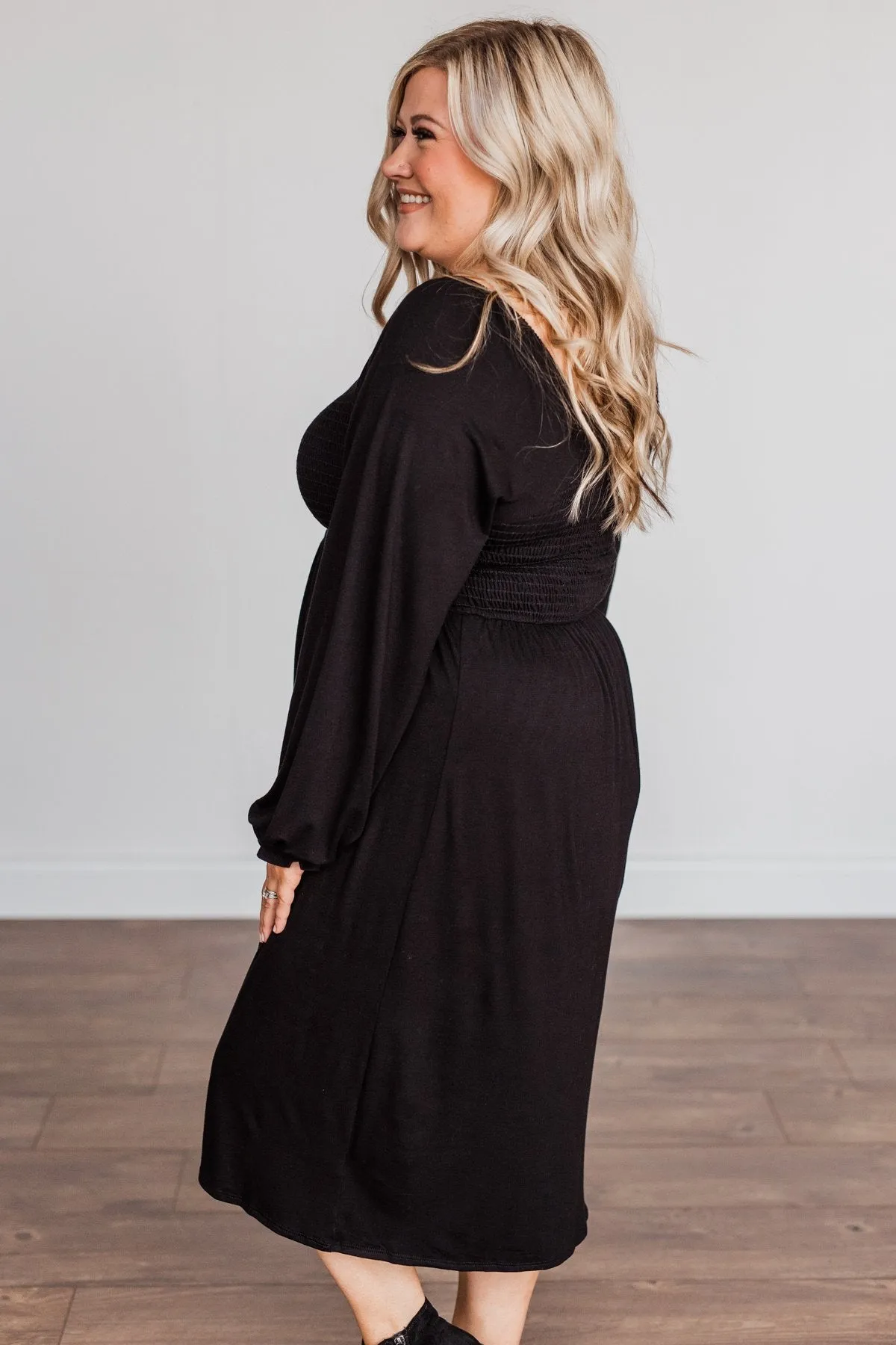 Lost In Memories Long Sleeve Dress- Black