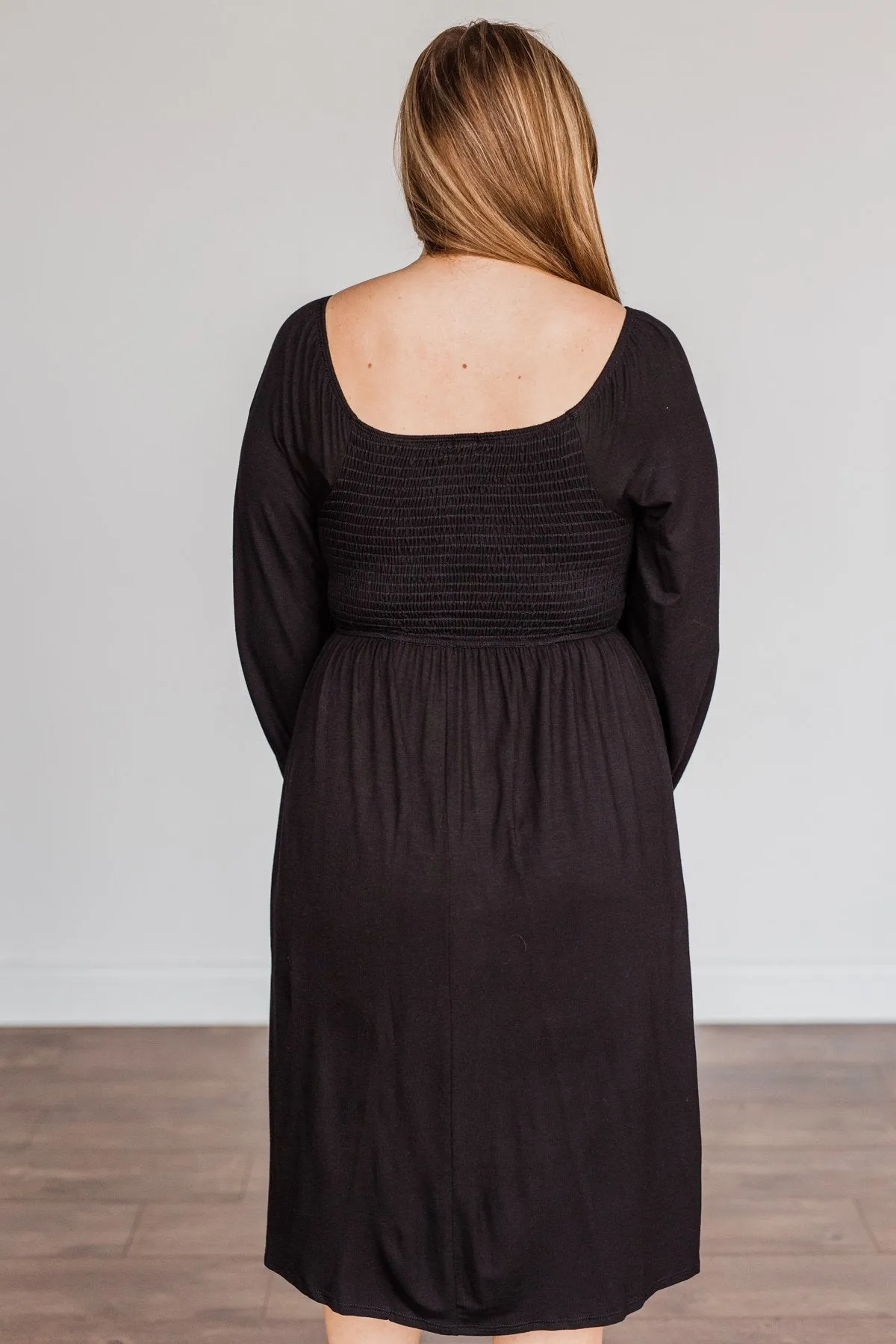 Lost In Memories Long Sleeve Dress- Black