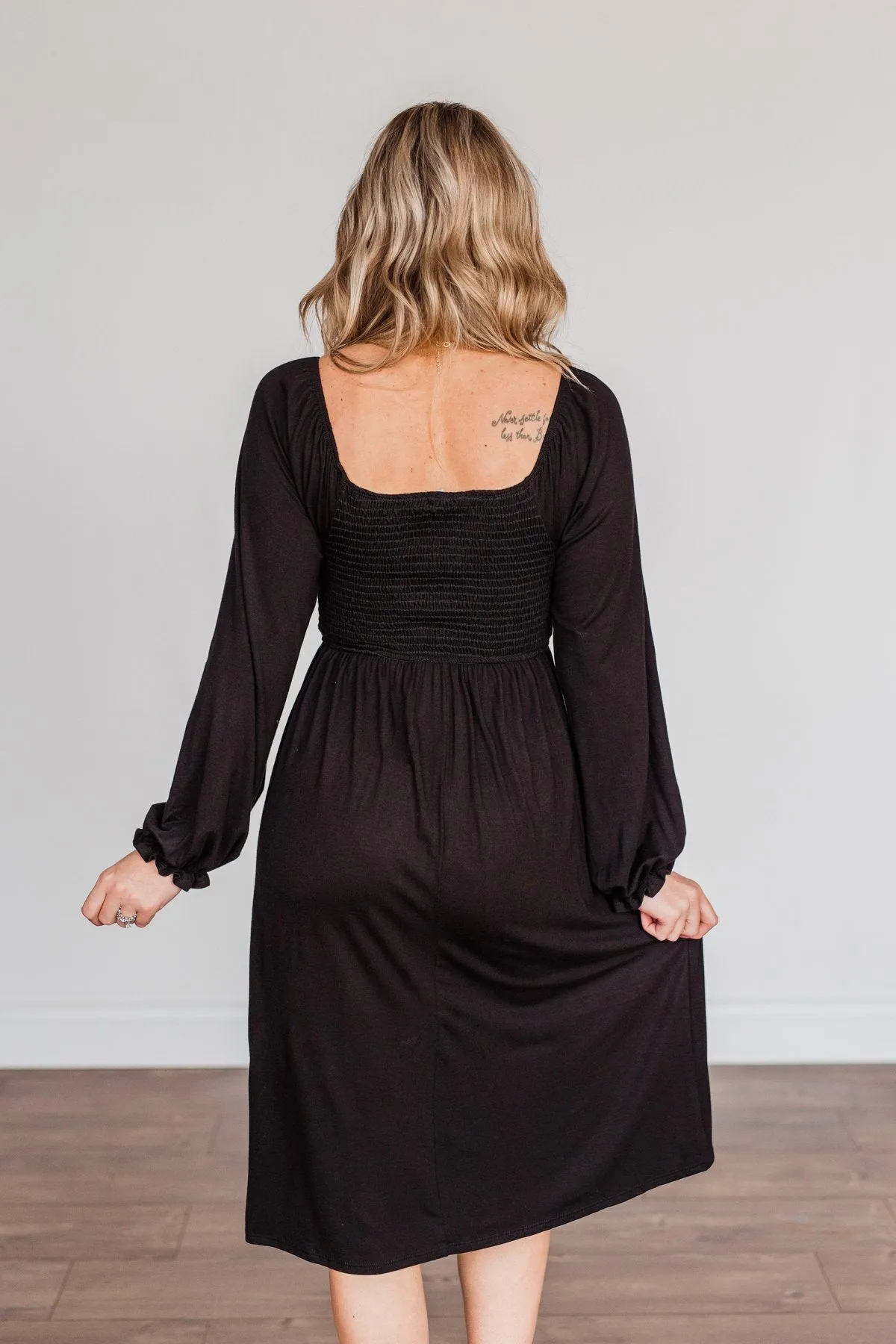 Lost In Memories Long Sleeve Dress- Black