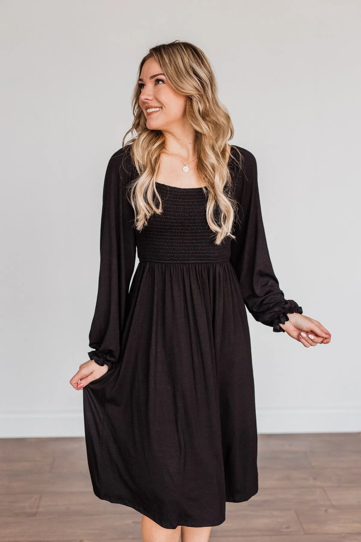 Lost In Memories Long Sleeve Dress- Black