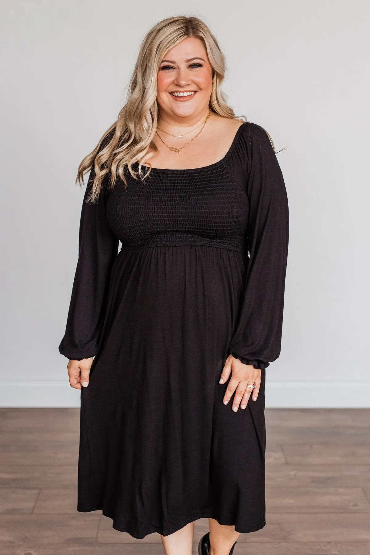 Lost In Memories Long Sleeve Dress- Black