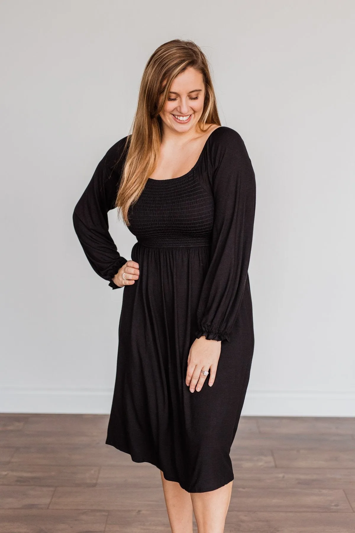 Lost In Memories Long Sleeve Dress- Black