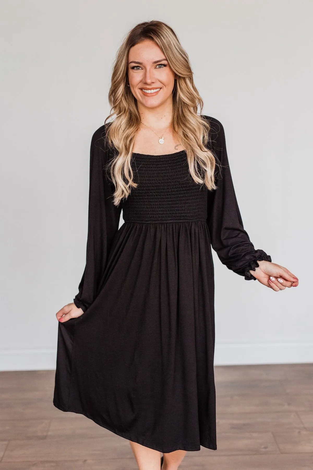 Lost In Memories Long Sleeve Dress- Black