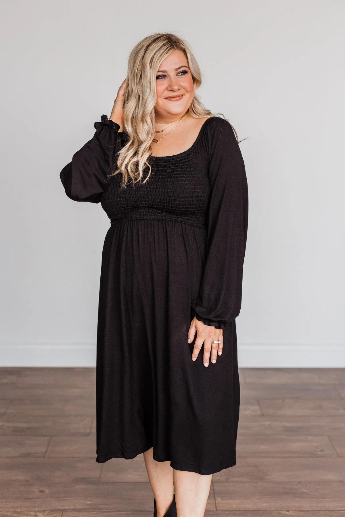 Lost In Memories Long Sleeve Dress- Black