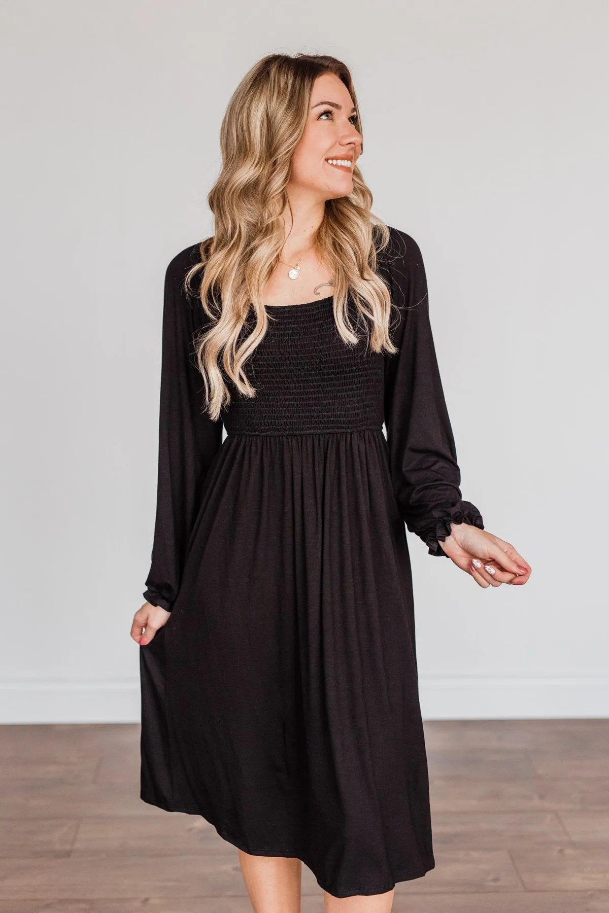 Lost In Memories Long Sleeve Dress- Black