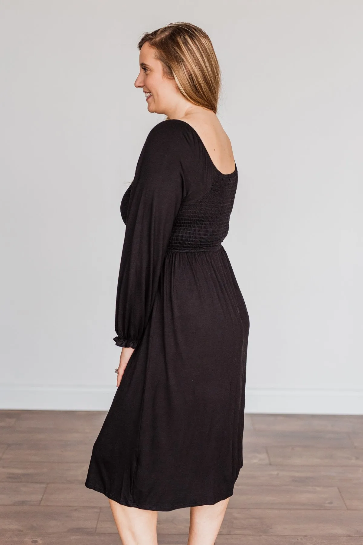 Lost In Memories Long Sleeve Dress- Black