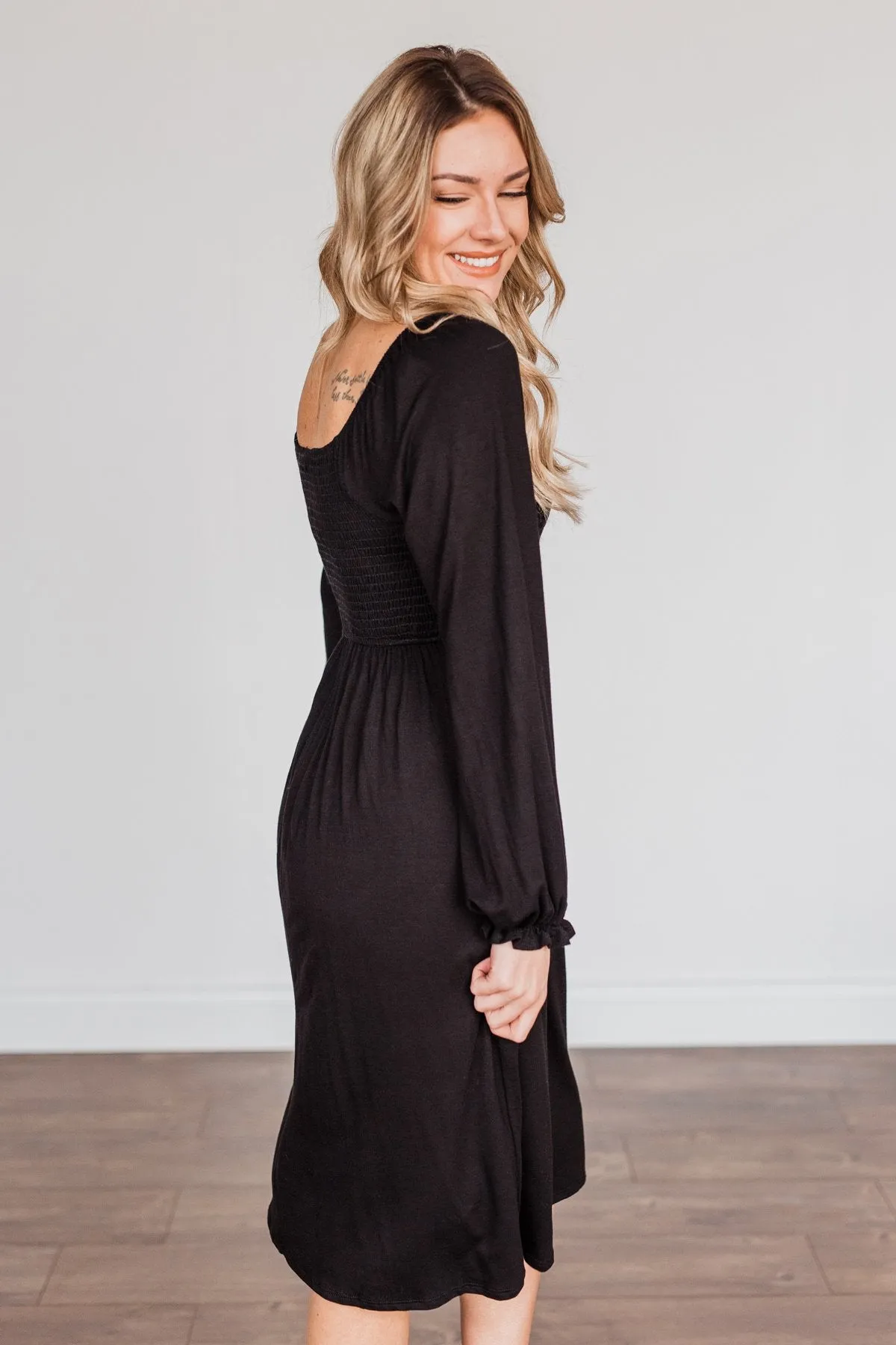 Lost In Memories Long Sleeve Dress- Black