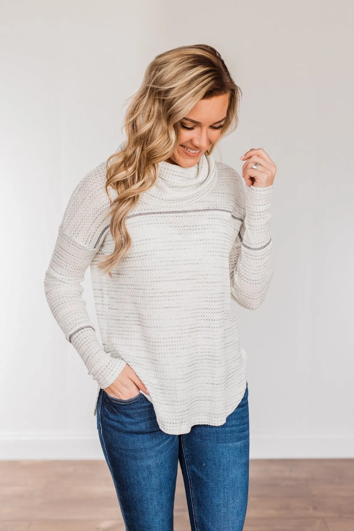 Lovely Life Cowl Neck Top- Ivory