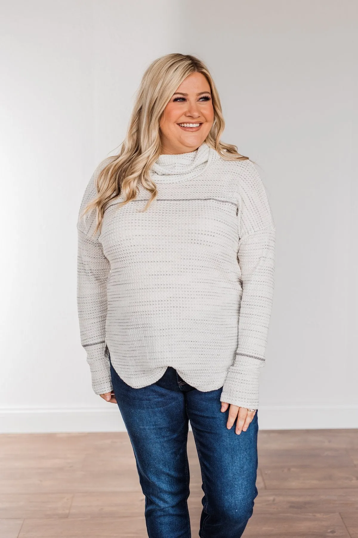 Lovely Life Cowl Neck Top- Ivory