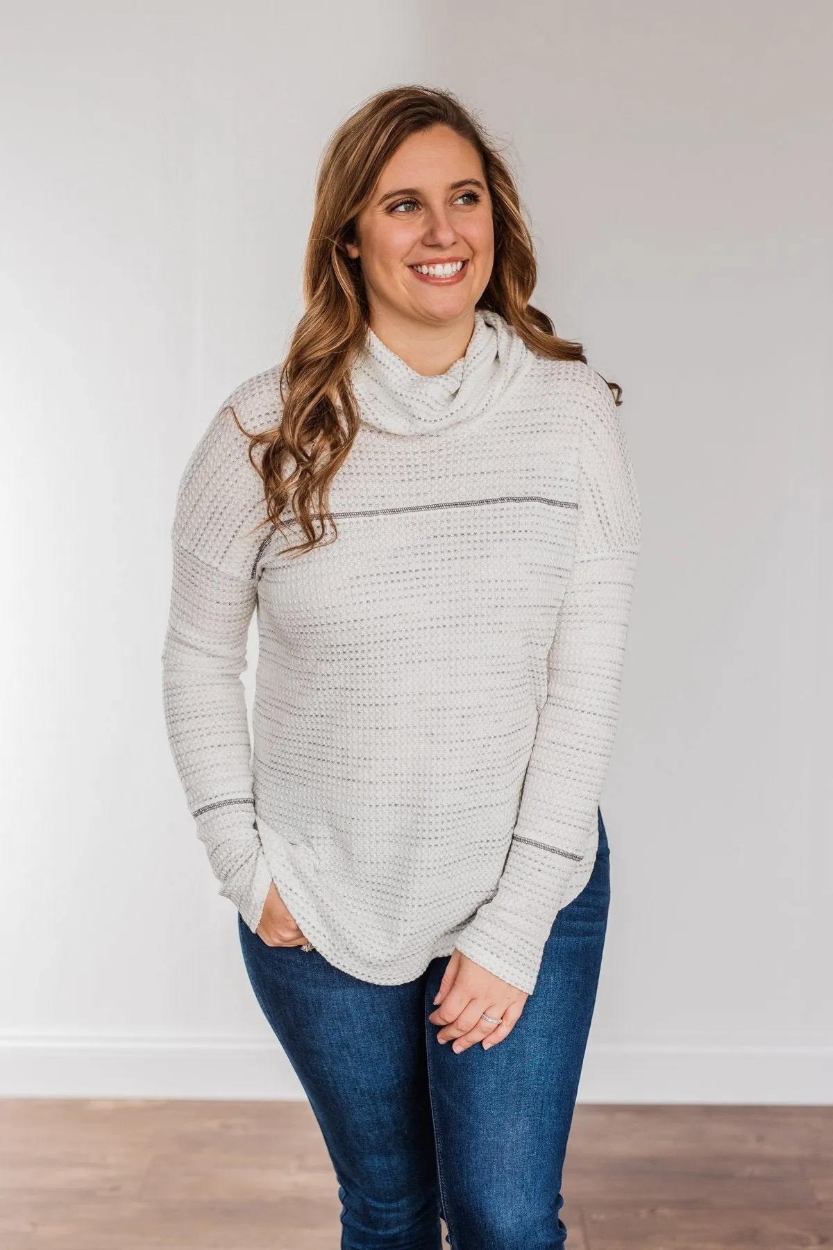 Lovely Life Cowl Neck Top- Ivory