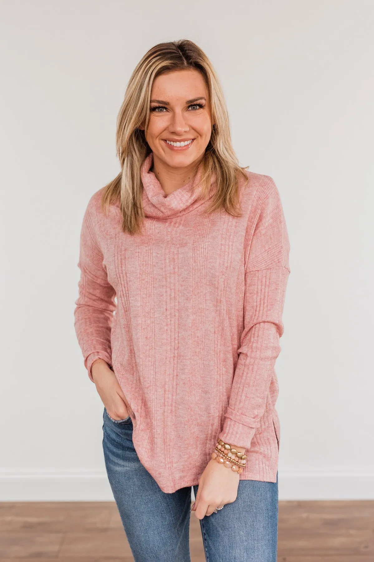 Make Life Count Cowl Neck Top- Pink