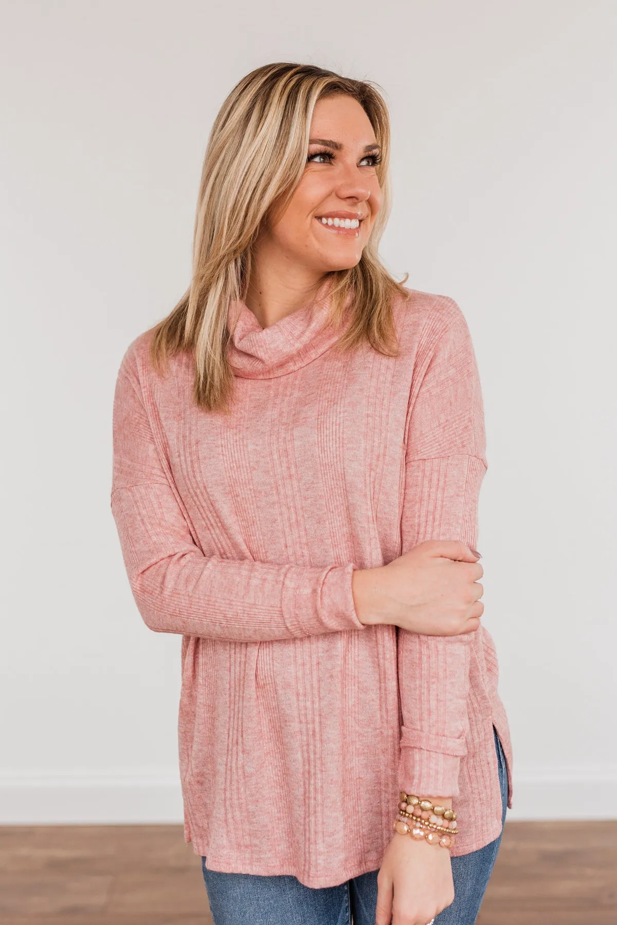 Make Life Count Cowl Neck Top- Pink