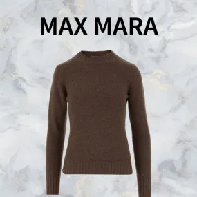 MaxMara  |Casual Style Long Sleeves V-neck & Crew neck