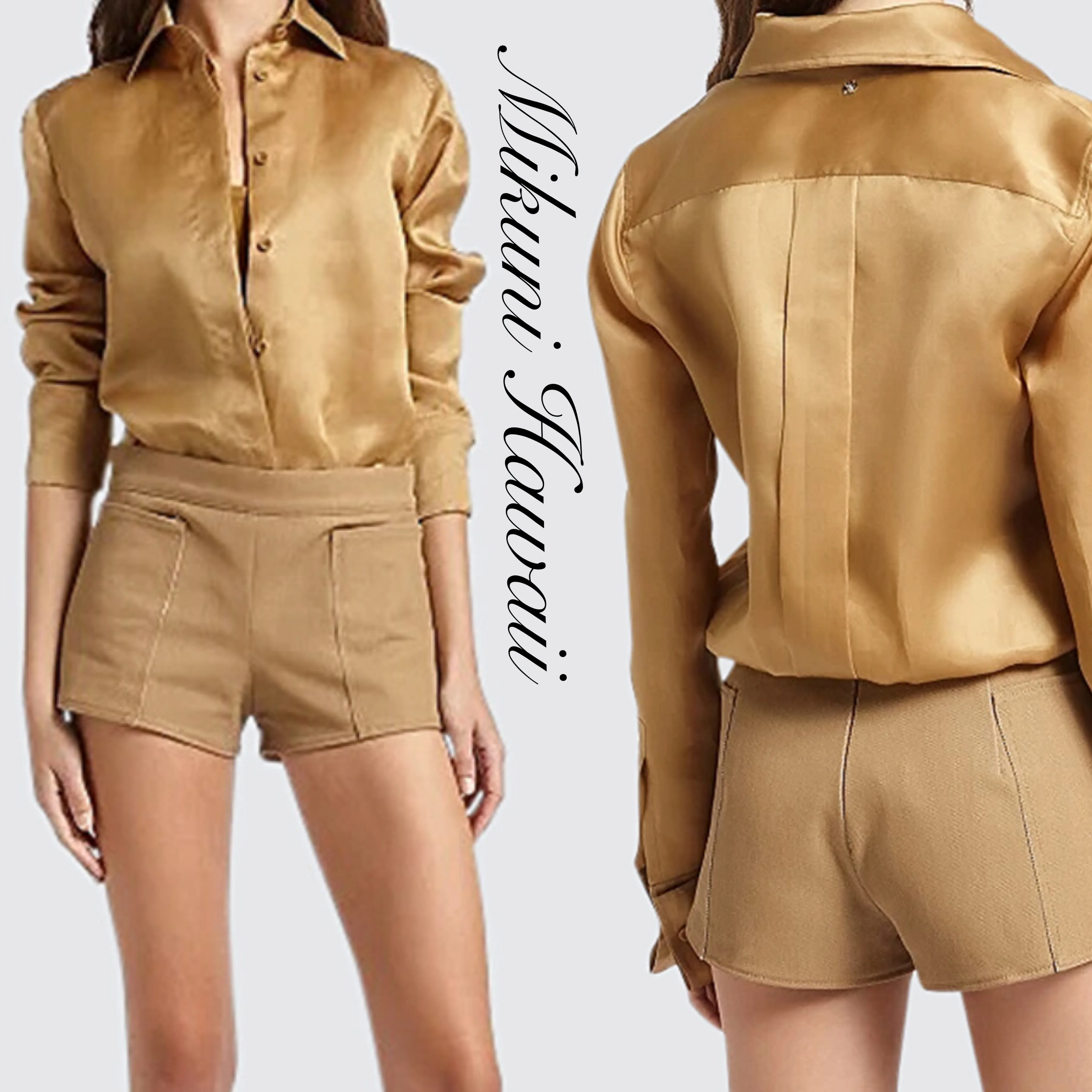 MaxMara  |Casual Style Silk Long Sleeves Plain Office Style