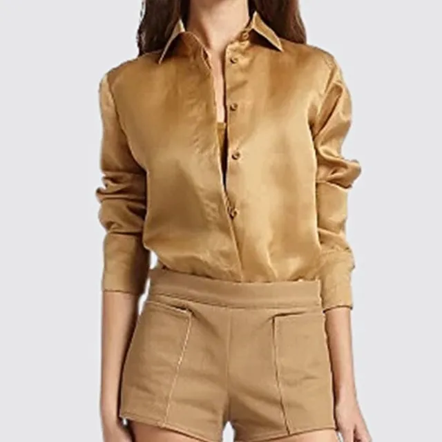 MaxMara  |Casual Style Silk Long Sleeves Plain Office Style