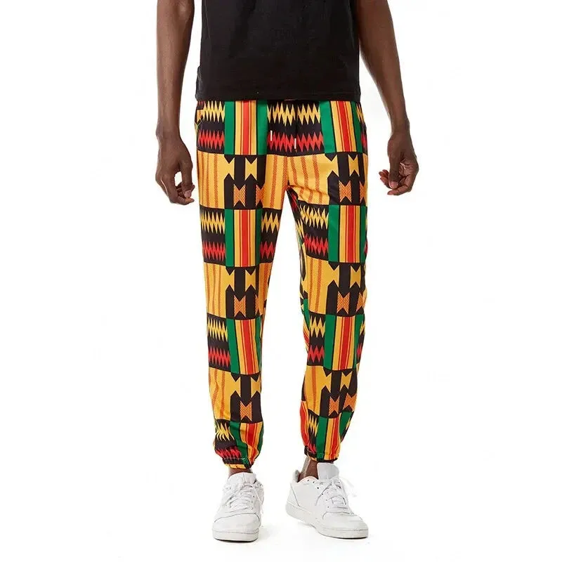 Men's African Traditional Boho Print Hip Hop Casual Streetwear Jogging Sweatpants