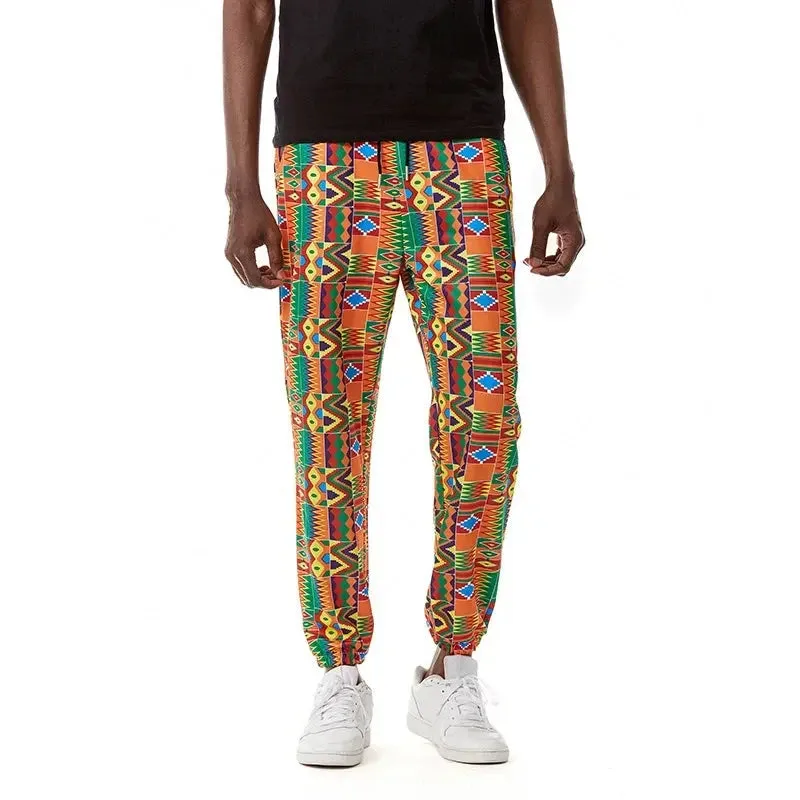 Men's African Traditional Boho Print Hip Hop Casual Streetwear Jogging Sweatpants