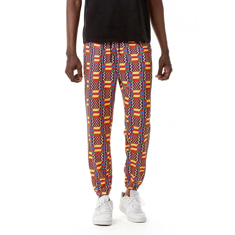 Men's African Traditional Boho Print Hip Hop Casual Streetwear Jogging Sweatpants