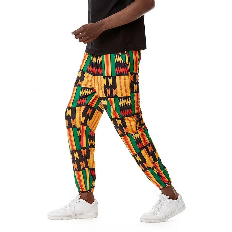 Men's African Traditional Boho Print Hip Hop Casual Streetwear Jogging Sweatpants