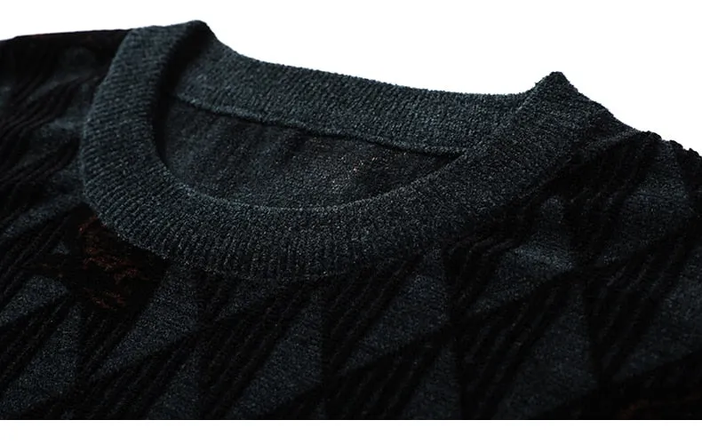 Men's Winter Warm Flat Knitted Standard Wool O-Neck Sweatshirt Pullover