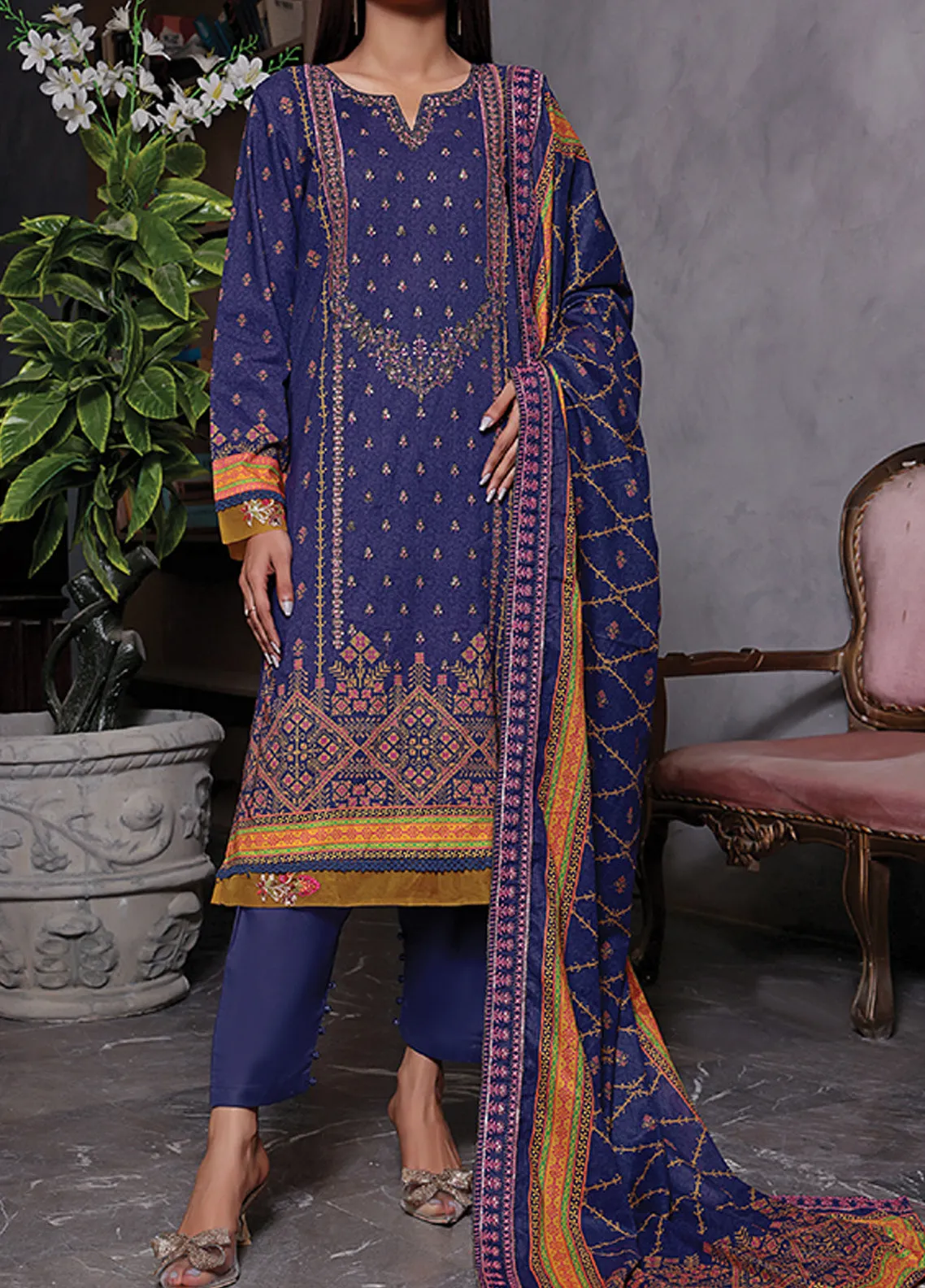 Misri By VS Textile Embroidered Lawn Unstitched 3 Piece Suit - 193