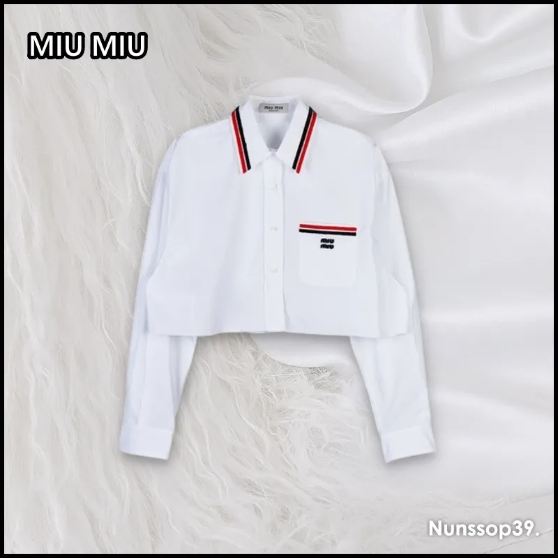 MiuMiu  |Casual Style Street Style Long Sleeves Plain Cotton