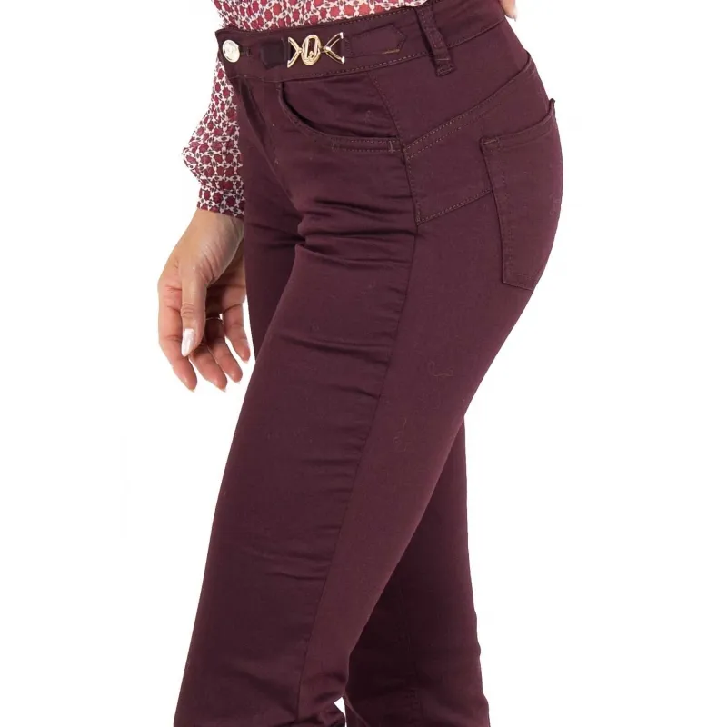 PANTALONE FLARED E CROPPED, BORDEAUX