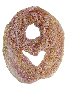 Peach Multicolor Mesh Knit Loop Scarf