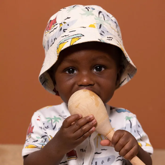 Petit Bateau Baby Hat With Boat And Island Print