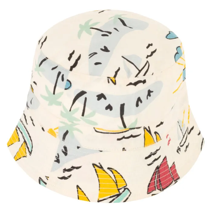 Petit Bateau Baby Hat With Boat And Island Print