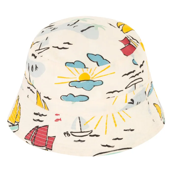 Petit Bateau Baby Hat With Boat And Island Print