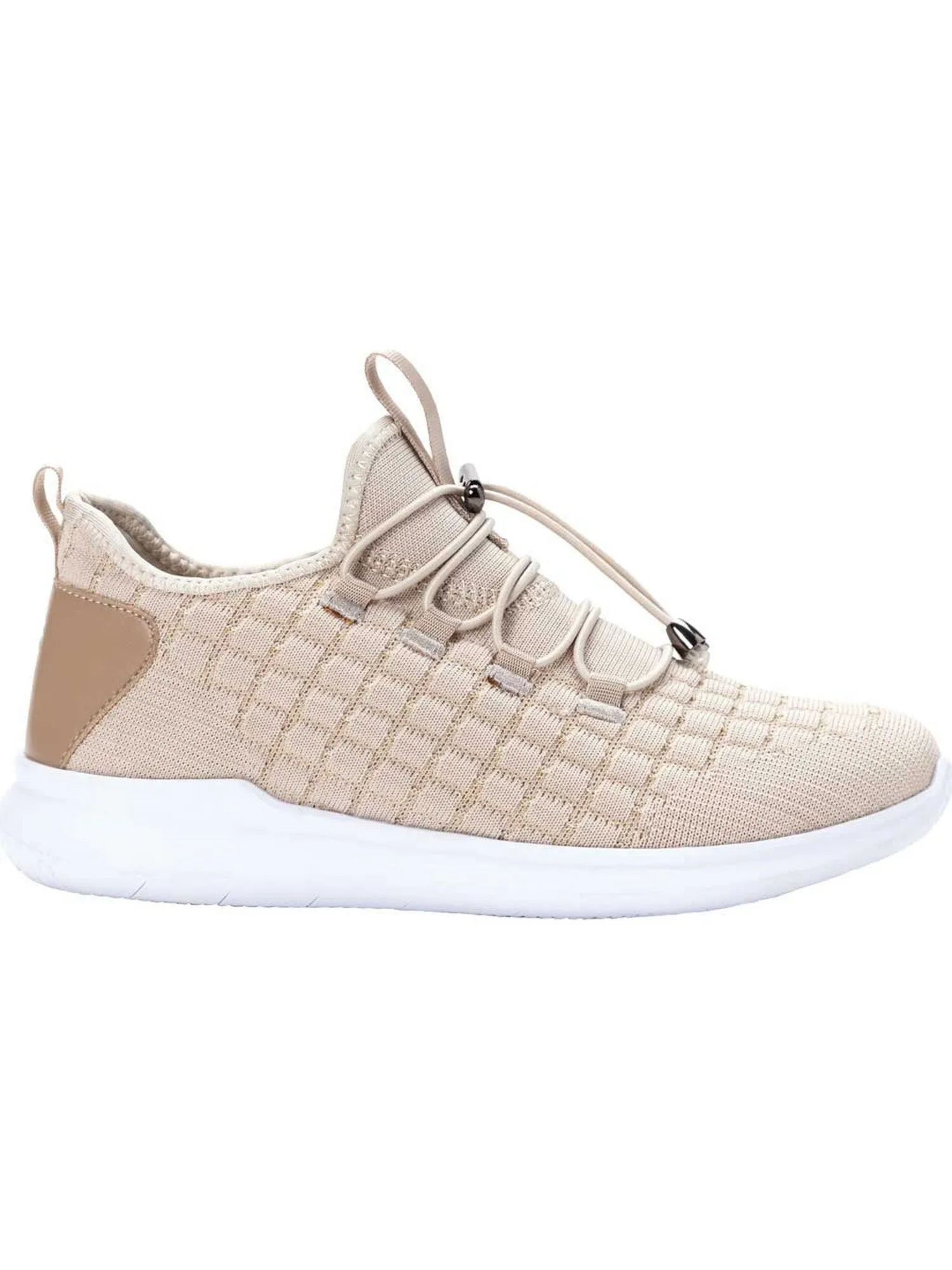 PROPET Womens Beige Knit Padded Dual Pull-Tabs Arch Support Removable Insole Travelbound Round Toe Wedge Lace-Up Sneakers Shoes 