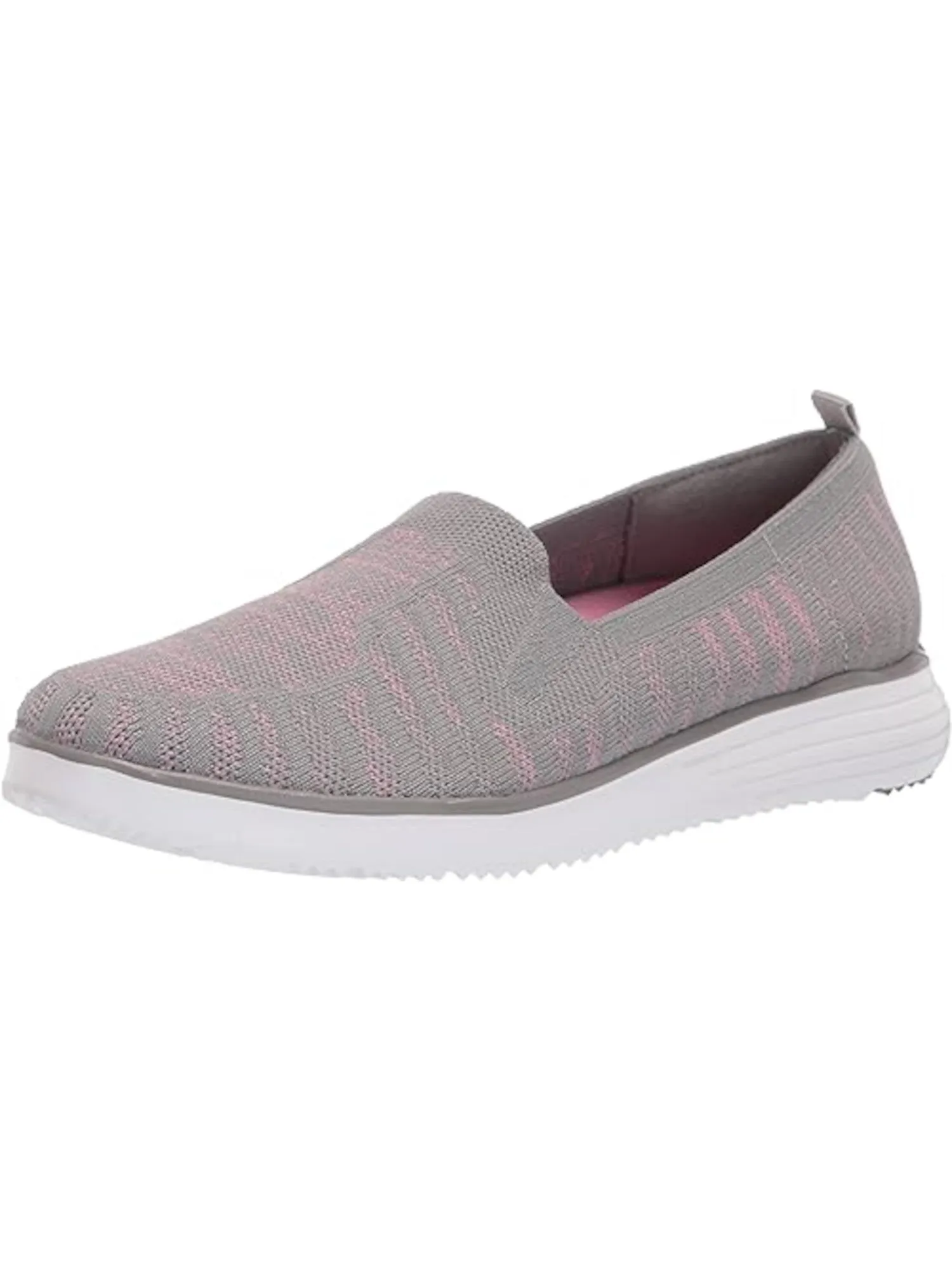 PROPET Womens Gray Mixed Knit Arch Support Padded Back Pull-Tab Breathable Removable Insole Travelfit Round Toe Wedge Slip On Sn