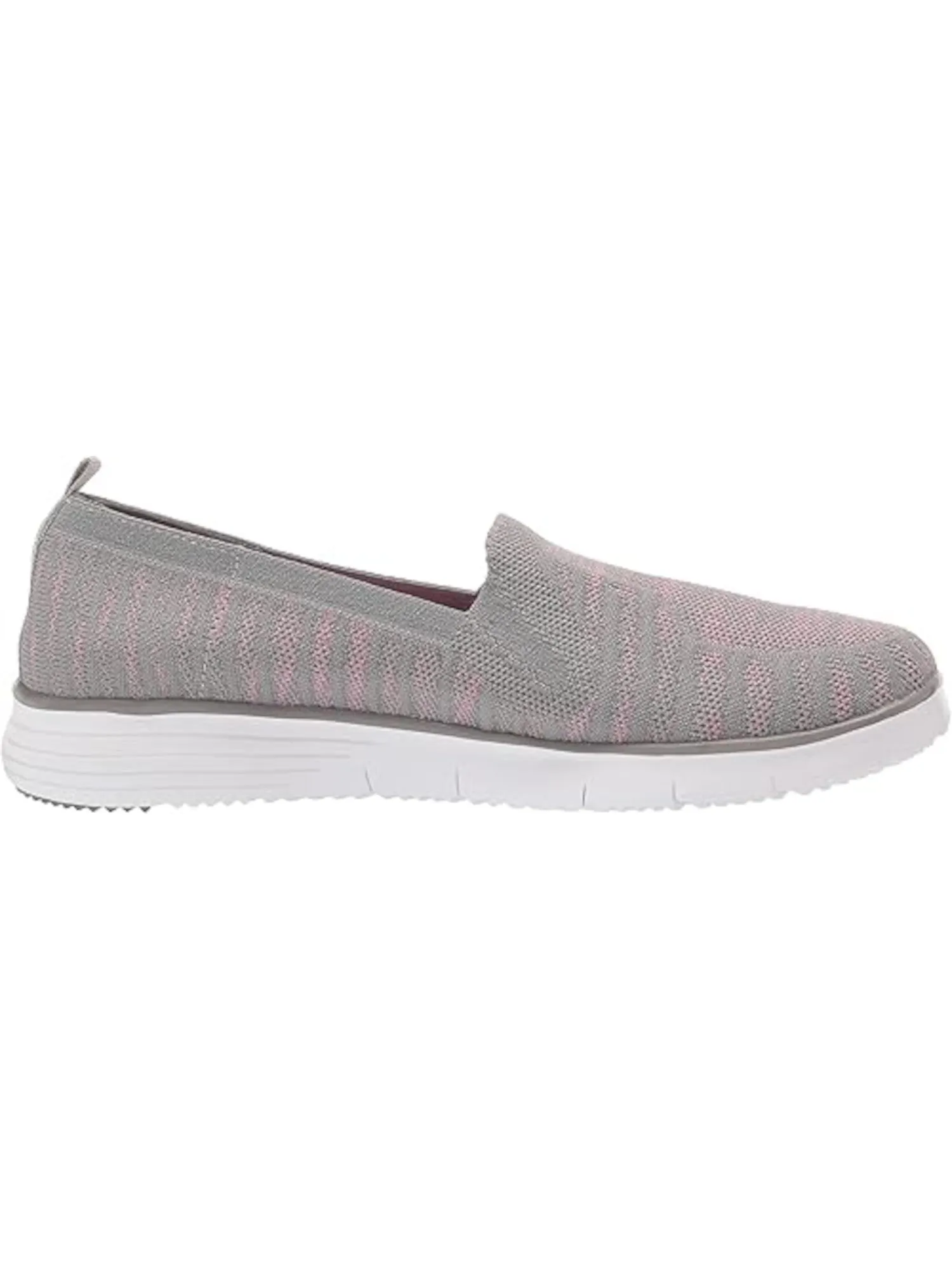 PROPET Womens Gray Mixed Knit Arch Support Padded Back Pull-Tab Breathable Removable Insole Travelfit Round Toe Wedge Slip On Sn