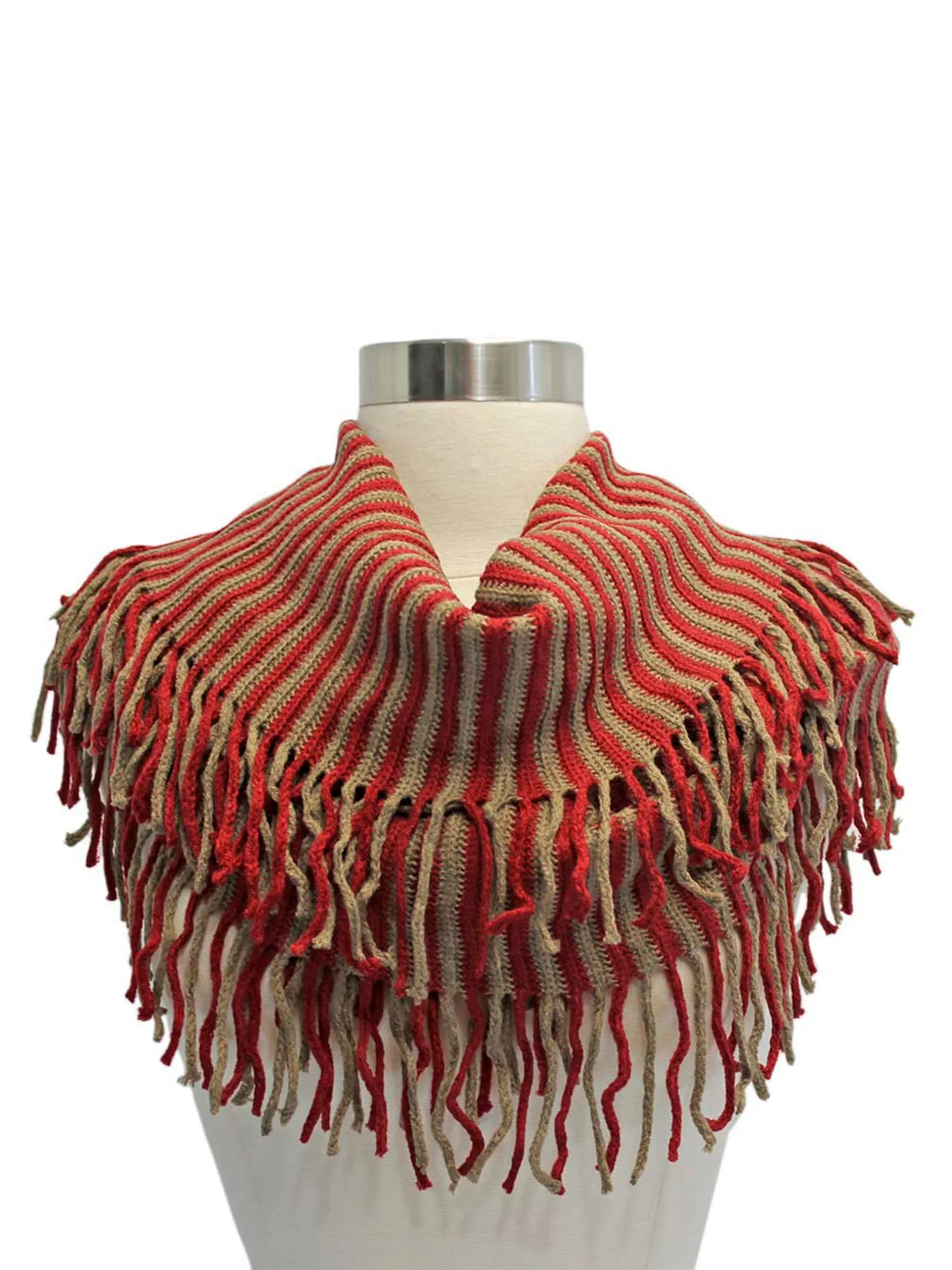 Radiant Knit Winter Infinity Scarf With Fringe