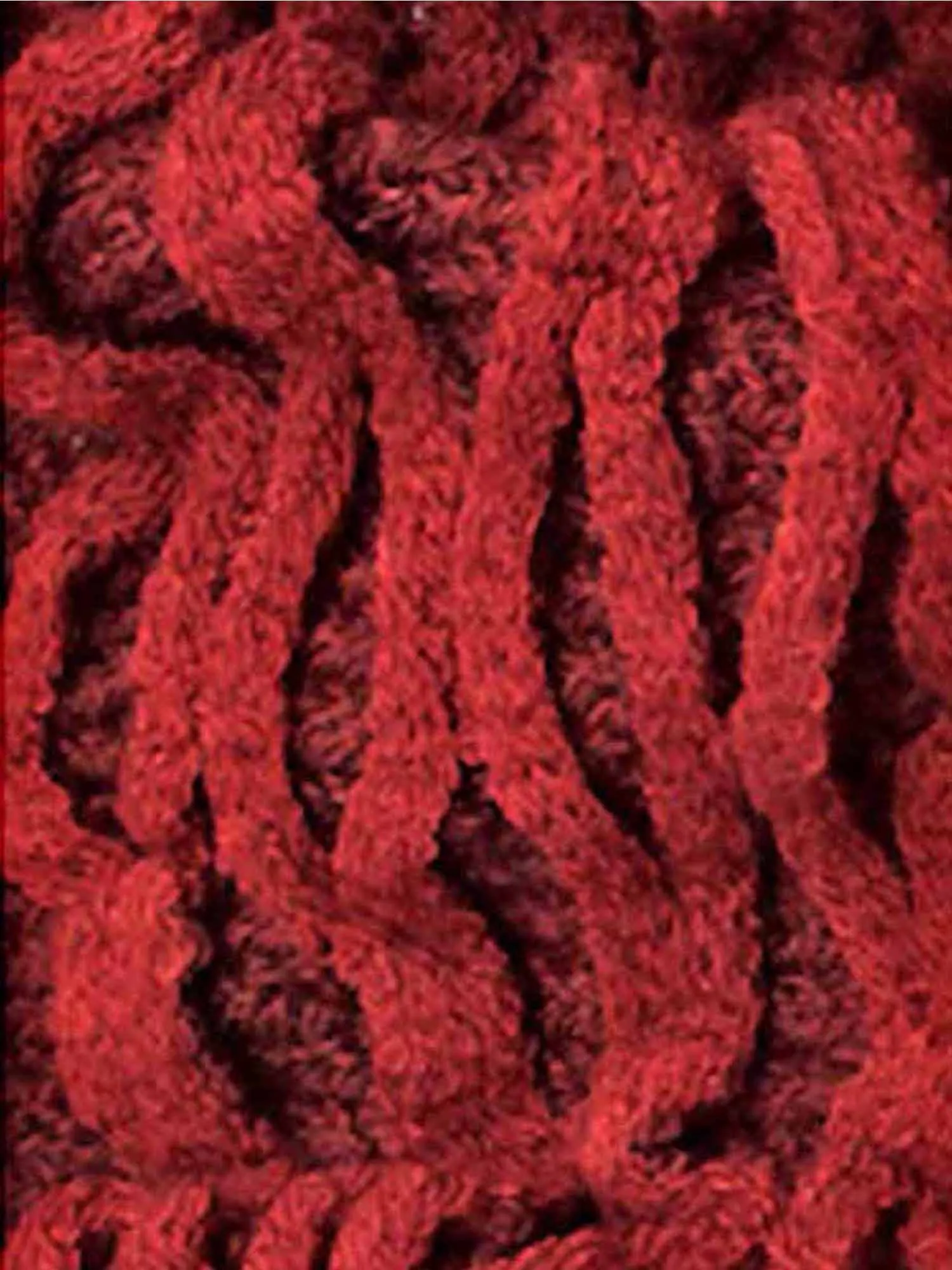 Red Two-Tone Ruffle Layered Knit Scarf