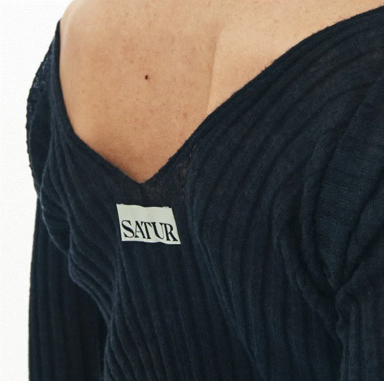 SATUR  |Unisex Street Style Long Sleeves Plain Logo