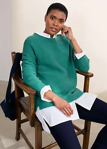 Seasalt Cornwall Green Makers Cotton Jumper | Grattan