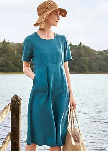 Seasalt Cornwall Teal Grass Wave Dress | Grattan