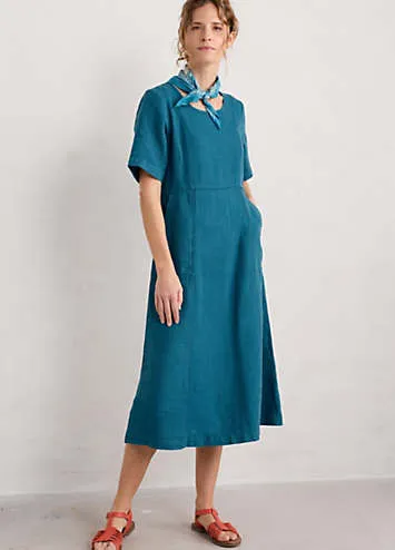 Seasalt Cornwall Teal Grass Wave Dress | Grattan