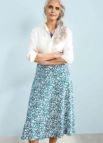 Seasalt Cornwall Teal Orchard Skirt | Grattan