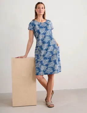 Seasalt Cornwall Women's Linen Rich Floral Knee Length Shift Dress - 8 - Blue Mix, Blue Mix