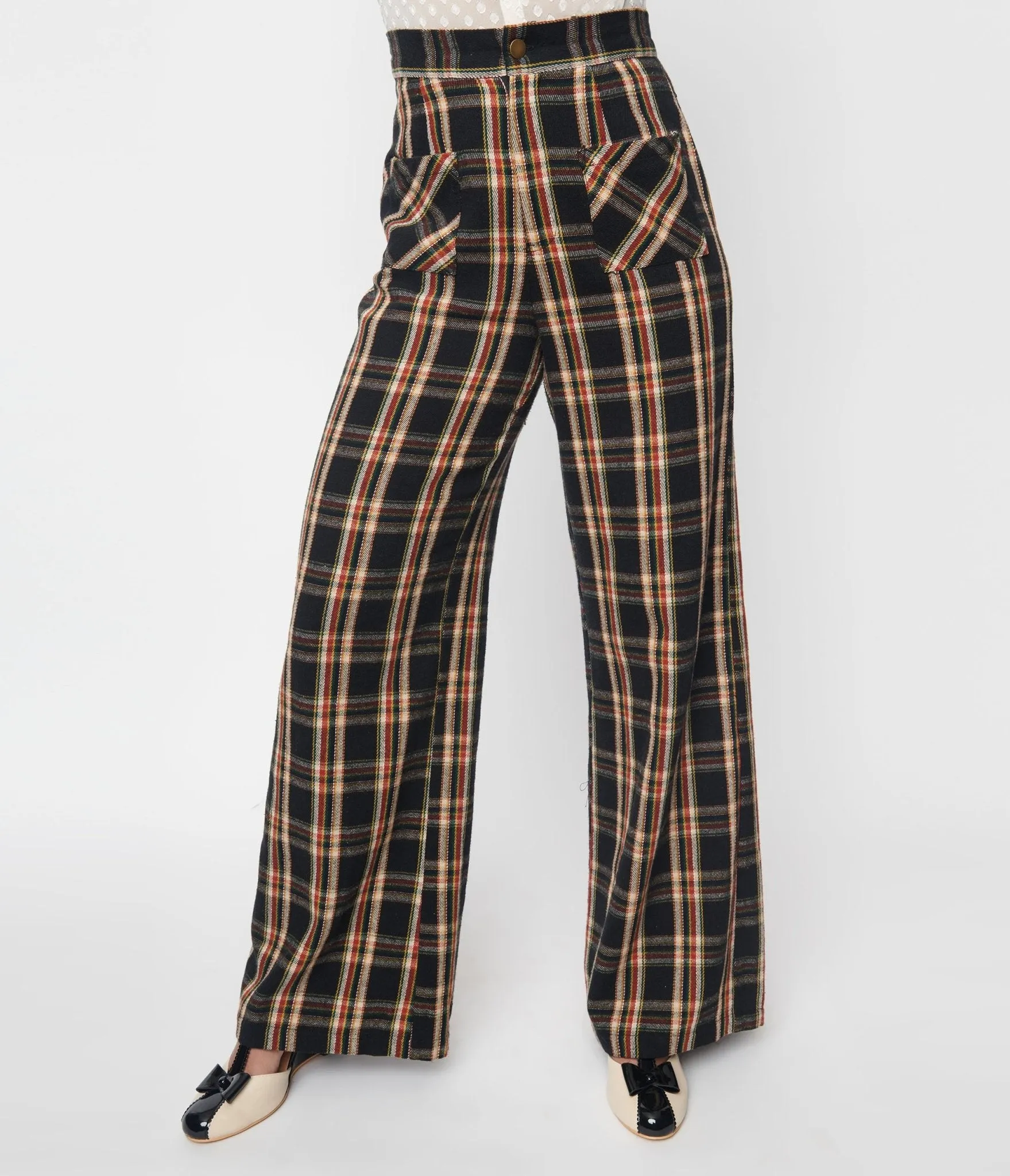 Smak Parlour Multicolor Plaid Wide Leg Trousers