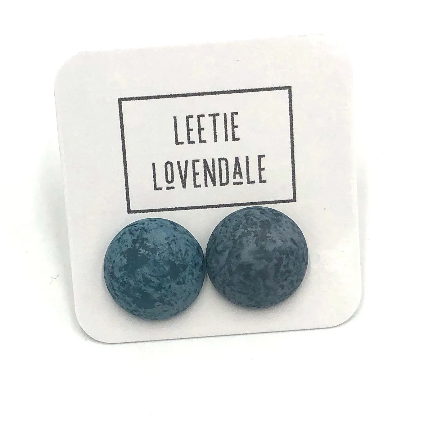 Speckled Gray Blue Retro Button Studs - UnBoxing #413