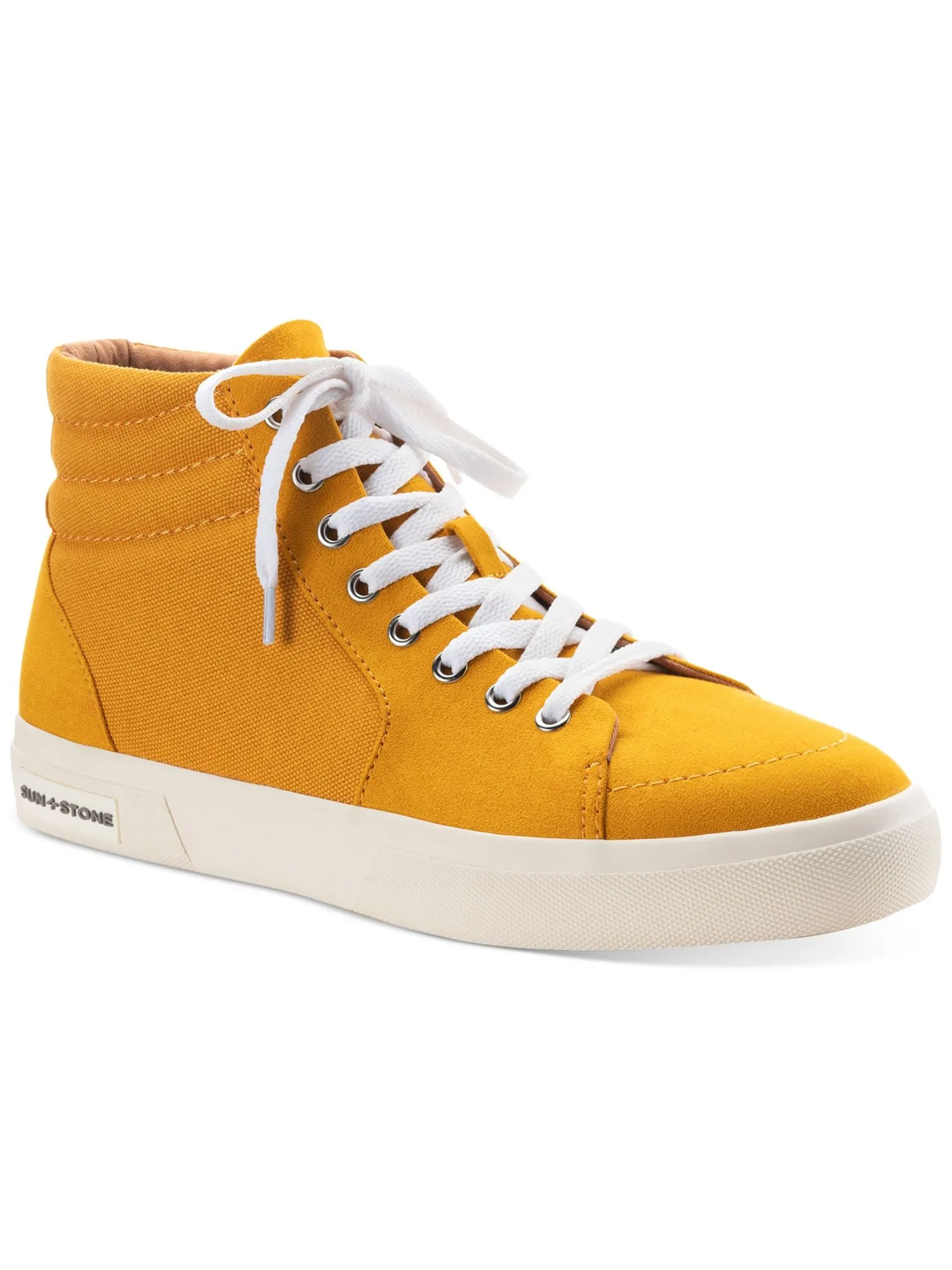 SUN STONE Mens Yellow Cushioned Jett Round Toe Platform Lace-Up Athletic Sneakers Shoes M