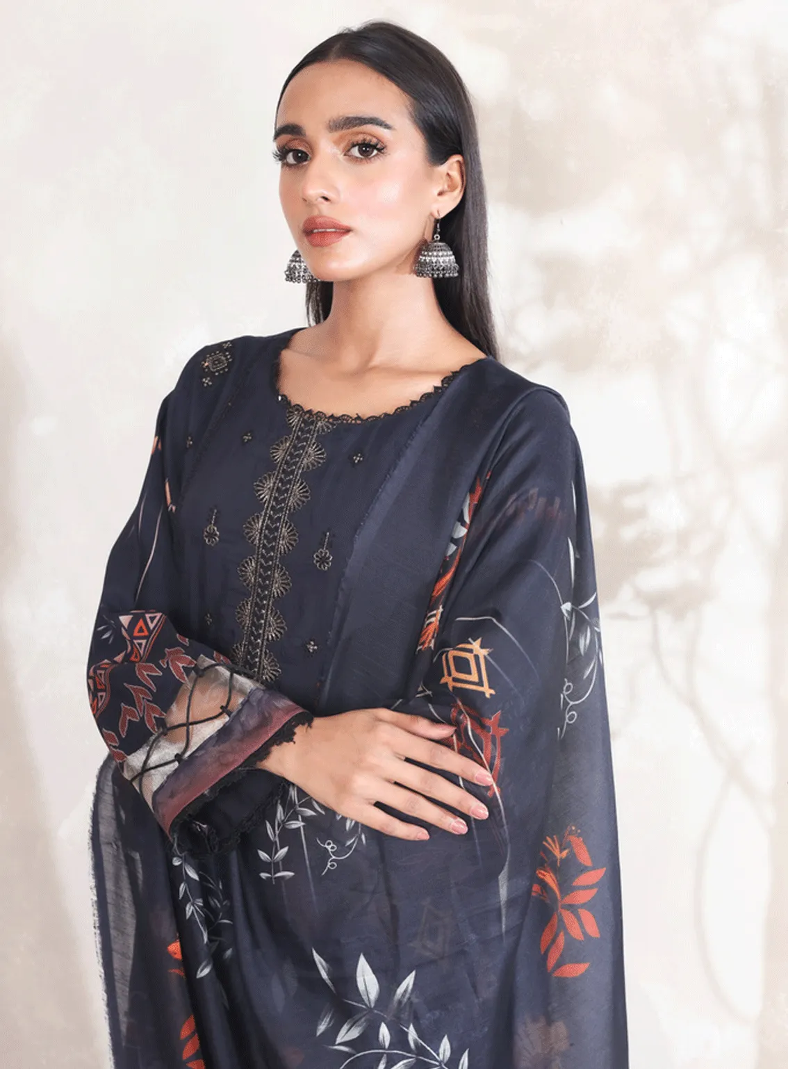 Swarovski Chandi By Alif Embroidered Viscose Unstitched 3 Piece Suit - 01