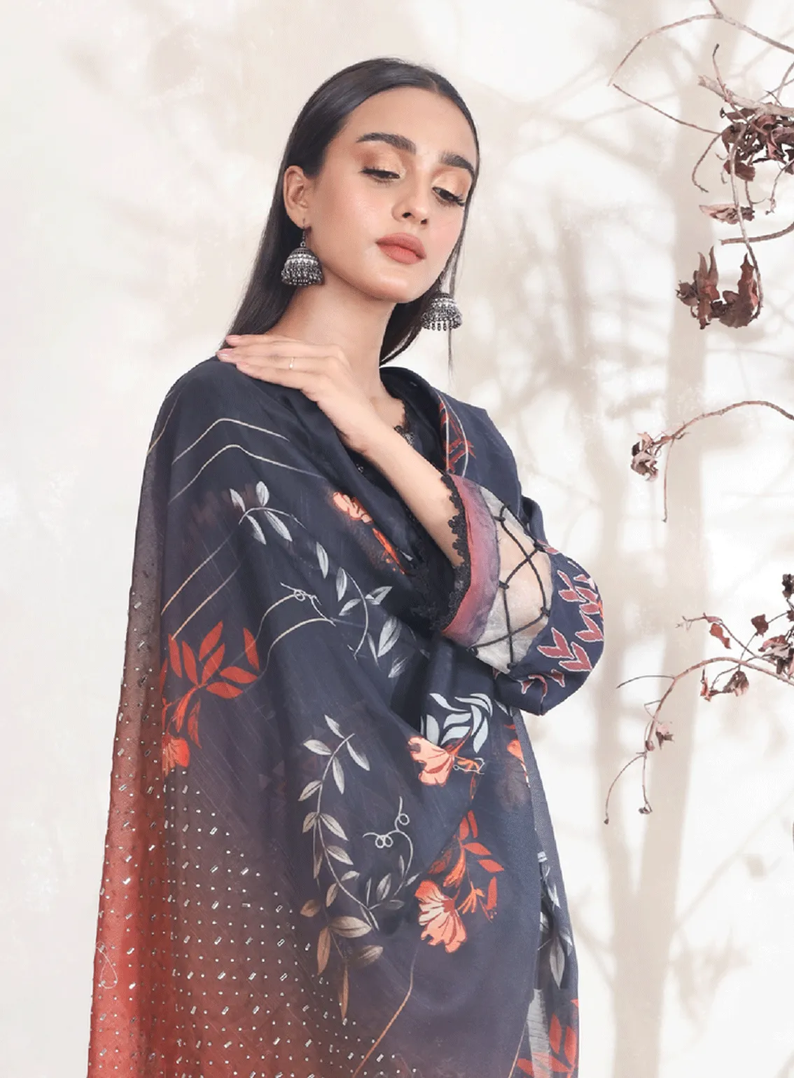 Swarovski Chandi By Alif Embroidered Viscose Unstitched 3 Piece Suit - 01