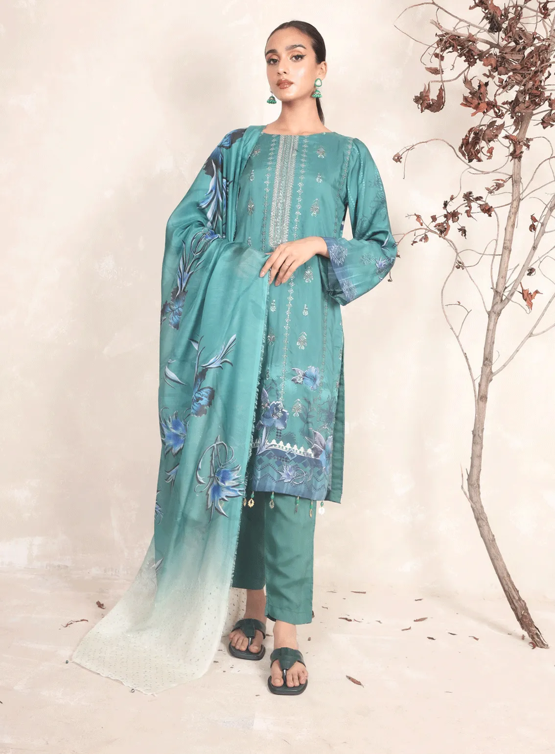 Swarovski Chandi By Alif Embroidered Viscose Unstitched 3 Piece Suit - 10