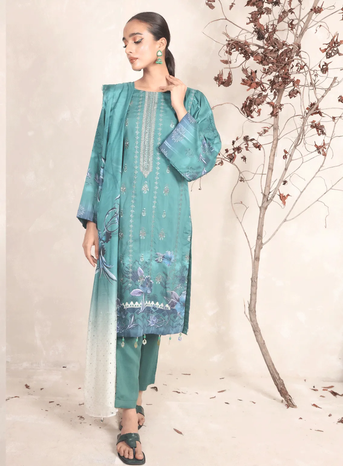 Swarovski Chandi By Alif Embroidered Viscose Unstitched 3 Piece Suit - 10