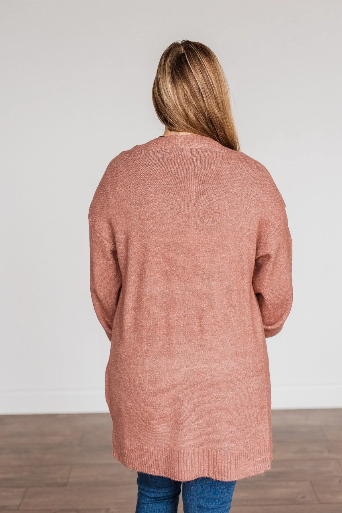 Talk Of The Town Long Knit Cardigan- Mauve